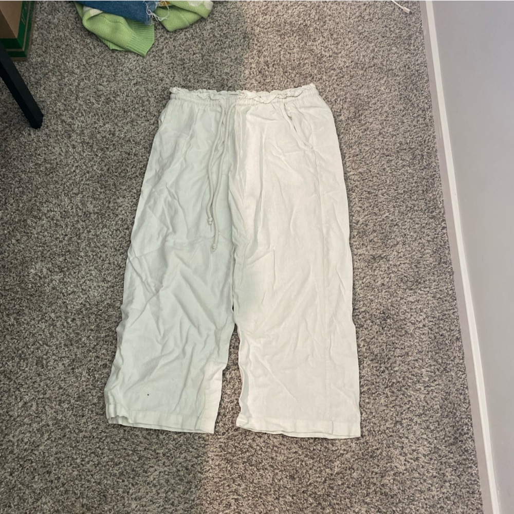 White/Cream Drawstring Linen Pants